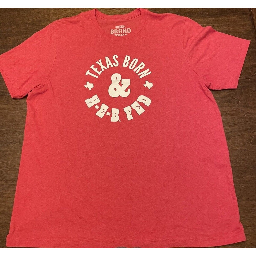 H-E-B Brand Shop Texas Born H-E-B Fed Adult T-Shirt - Heather Red, XXXL